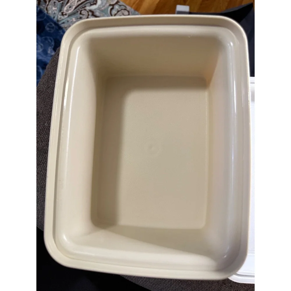 Vintage Tupperware Food Storage Container Square‎ Cream Beige With Lid Made USA